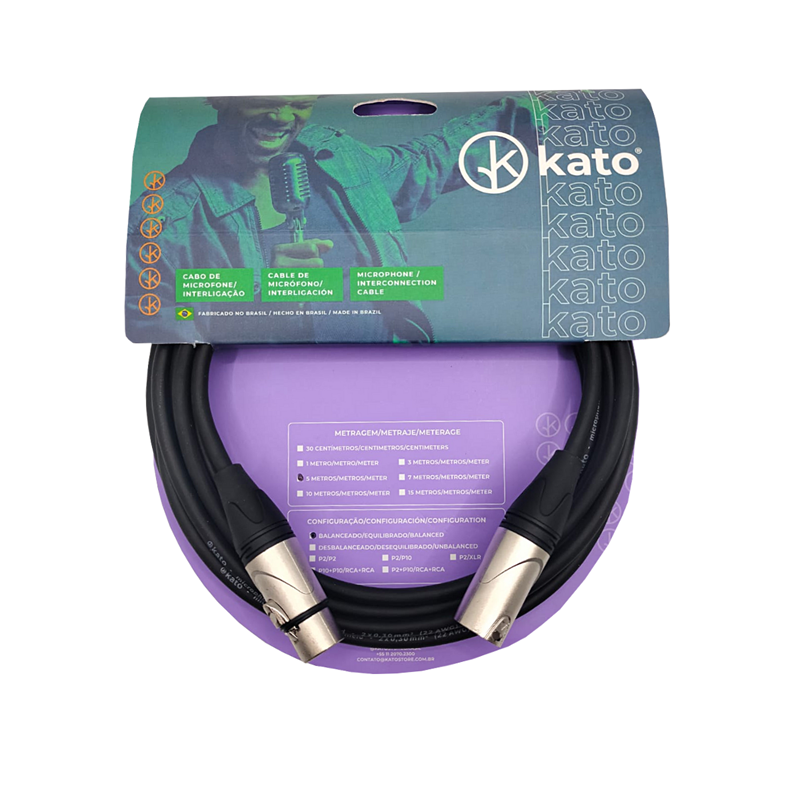 Cabo De Microfone Kato M K Xlr Xlr Preto Cabo De Microfone Kato