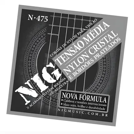 ENCORDOAMENTO NIG VIOLAO NYLON CRISTAL PRATEADO TENSAO MEDIA N475