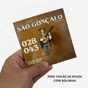 ENCORDOAMENTO SAO GONÇALO NYLON CRISTAL C/BOLINHA TENSAO MEDIA P/VIOLAO 0.028 - 0.043 (I-3 / 8)