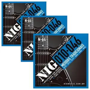 KIT CORDAS DE GUITARRA NIG  .010/.046 N64 - 3 UNIDADES