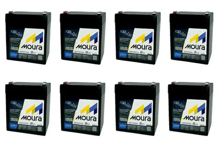 KIT BATERIAS SELADA MOURA 12V 5A COM 8 UNIDADES