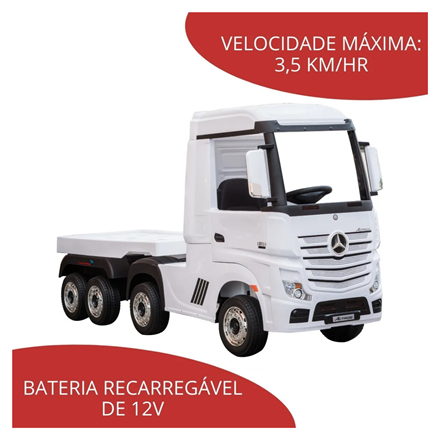 Caminhao Eletrico Mercedes Benz Actros C/ Carreta 12V Branco