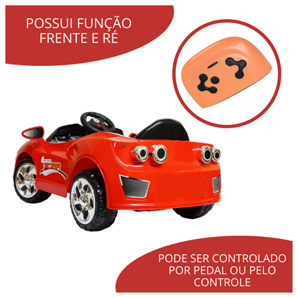 Mini Carro Elétrico Infantil Criança 6V com Controle Remoto