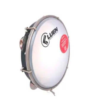 PANDEIRO LUEN 12 pol. SERIE COLORSTEEL FORM BRANCO PLAT INOX AFIN SIMPLES PELE MASTER NYLON
