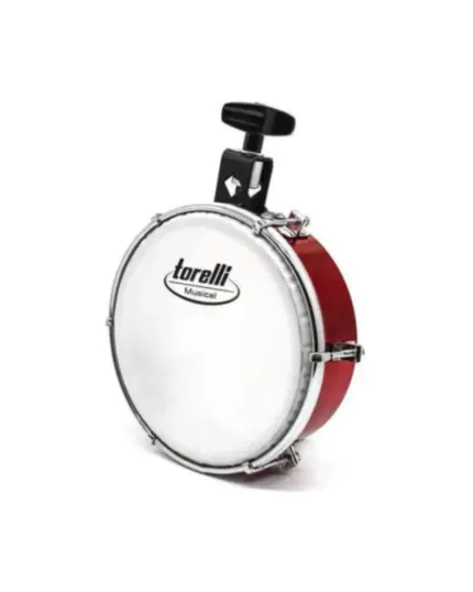 TAMBORIM TORELLI TTE411VM C/ ESTEIRA VERMELHO ACO CROMADO C/SUPORTE P/CLAMP PELE LEITOSA