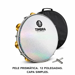 PANDEIRO PROFISSIONAL 12 POL FORMICA CHOCOLATE C/ARO NIQUELADO PELE PRISMATICA C/CAPA TIMBRA