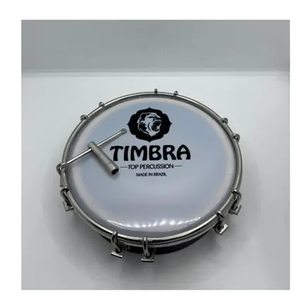 TAMBORIM TIMBRA 06 POL MADEIRA CHOCOLATE C/ARO CROMADO