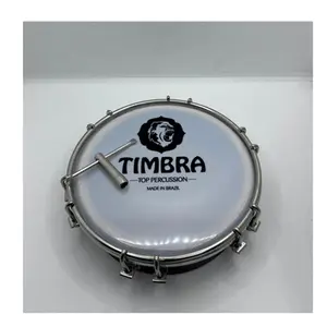 TAMBORIM TIMBRA 06 POL MADEIRA CHOCOLATE C/ARO CROMADO