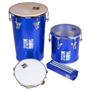 KIT PHX SAMBA MUSIC REBOLO CONICO / REPIQUE DE MAO / RECO-RECO / PANDEIRO AZUL
