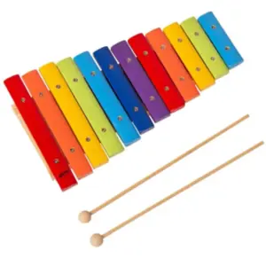 XILOFONE KIDZZO COLORIDO INFANTIL EM MADEIRA COM 12 TECLAS