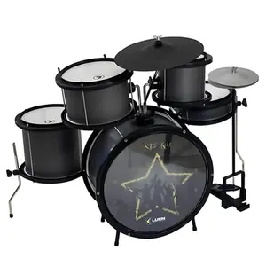 BATERIA LUEN INFANTIL STAR KIDS 05 PECAS ALUMISTEEL E P.S. PINT ELETRO PRETO ARO NYLON PELE LEITOSA