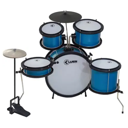 BATERIA INFANTIL LUEN STAR KIDS 05 PECAS ALUMISTEEL E P.S. PINT ELETRO AZUL ARO NYLON PELE LEITOSA