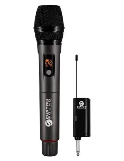 TRANSMISSOR SEM FIO CUSTOM SOUND BASTAO E RECEIVER P10 USB TIPO-C GLOBO PRETO CW 70 BK
