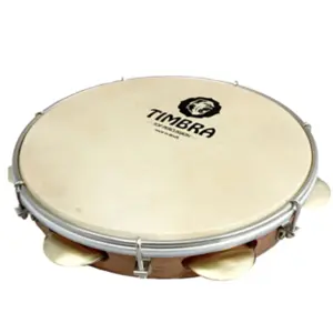 PANDEIRO TIMBRA PROFISSIONAL 10 POL FREIJO PELE ANIMAL C/ 6 PARES DE PLATINELAS E 7 AFINACOES