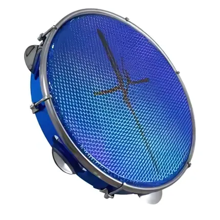 PANDEIRO LUEN 10 ABS AZUL ARO PLAT INOX PELE HOLOG FE AZUL 06 AFIN SPLES