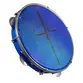 PANDEIRO LUEN 10 ABS AZUL ARO PLAT INOX PELE HOLOG FE AZUL 06 AFIN SPLES