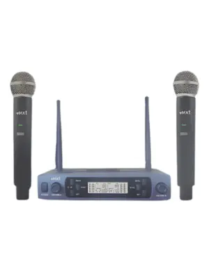 MICROFONE MXT UHF SEM FIO DUPLO DE MAO UHF-527M