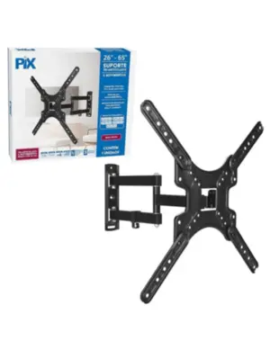 SUPORTE PIX TV TRI-ARTICULADO 26 A 65 PRETO PX-P4 BRACO DE 42 CM