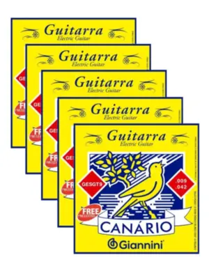 Kit 5 Encordoamento Para Guitarra Giannini Canário .009