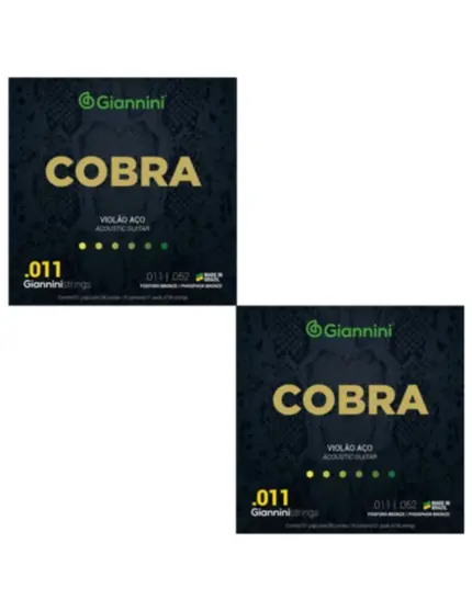 Kit 2 Encordoamento Violão Giannini Aço Cobra Geeflkf 0.011