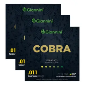 Kit 3 Jogos De Cordas Violão Giannini Aço Cobra Geeflkf .011
