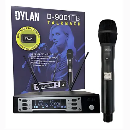 MICROFONE DYLAN SEM FIO C/ CHAVE DE COMANDO TALKBACK D-9001 TB