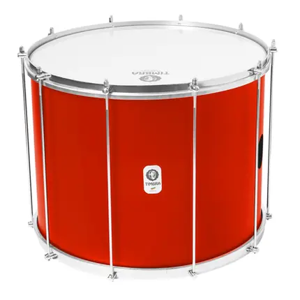 SURDO TIMBRA 18X40CM VERMELHO C/ARO CROMADO PELE LEITOSA 10AF