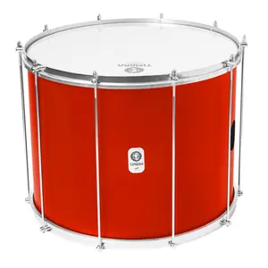 SURDO TIMBRA 18X40CM VERMELHO C/ARO CROMADO PELE LEITOSA 10AF