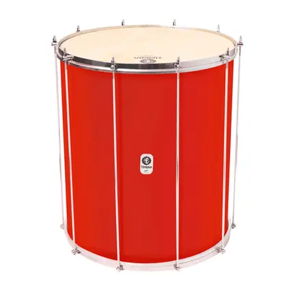 SURDO TIMBRA 20X60CM VERMELHO C/ARO CROMADO PELE ANIMAL 10AF
