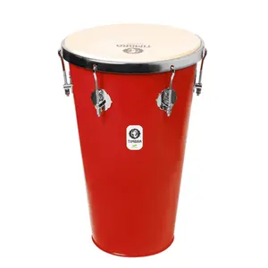 TANTAN TIMBRA CONICO 12X50CM VERMELHO C/ARO CROMADO PELE ANIMAL 6AF