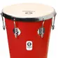 TANTAN TIMBRA CONICO 12X50CM VERMELHO C/ARO CROMADO PELE ANIMAL 6AF