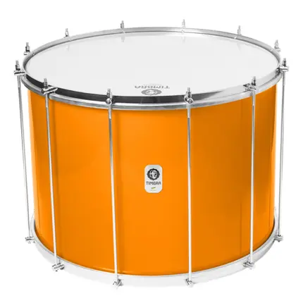 SURDO TIMBRA 22X40CM LARANJA C/ARO CROMADO PELE LEITOSA E NAPA INV 12AF