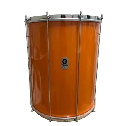 SURDO TIMBRA 18X55CM LARANJA C/ARO CROMADO PELE ANIMAL 10AF