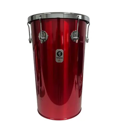 TANTAN RETO TIMBRA 12X50CM VERMELHO C/ARO CROMADO PELE ANIMAL 6AF