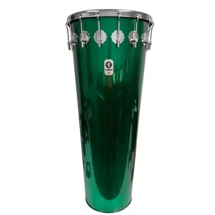 TIMBAL TIMBRA 14X80CM VERDE C/ARO CROMADO PELE LEITOSA 16AF