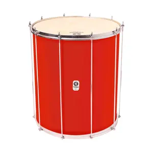 SURDO TIMBRA 18X55CM VERMELHO C/ARO CROMADO PELE ANIMAL 10AF