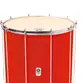 SURDO TIMBRA 18X55CM VERMELHO C/ARO CROMADO PELE ANIMAL 10AF