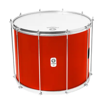 SURDO TIMBRA 20X40CM VERMELHO C/ARO CROMADO PELE LEITOSO E NAPA INV 10AF