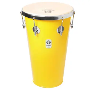TANTAN TIMBRA CONICO 12X50CM AMARELO C/ARO CROMADO PELE ANIMAL 6AF