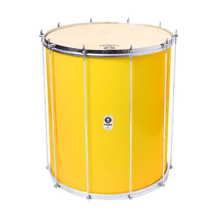 SURDO TIMBRA 18X55CM AMARELO C/ARO CROMADO PELE ANIMAL 10AF