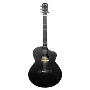 VIOLAO GIANNINI GJM CEQ SBK ACO JUMBO MAPLE EL/AC CUTAWAY SATIN BLACK C/ BAG