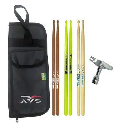 KIT DE BAQUETAS LIVERPOOL + CHAVE DE AFINAÇÃO + CAPA AVS P/ BAQUETA