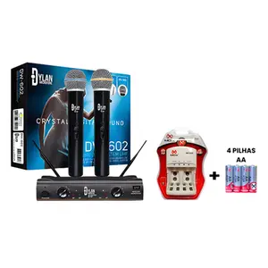 KIT MICROFONE SEM FIO DYLAN DW602 / CARREGADOR DE BATERIA MOX / PILHAS