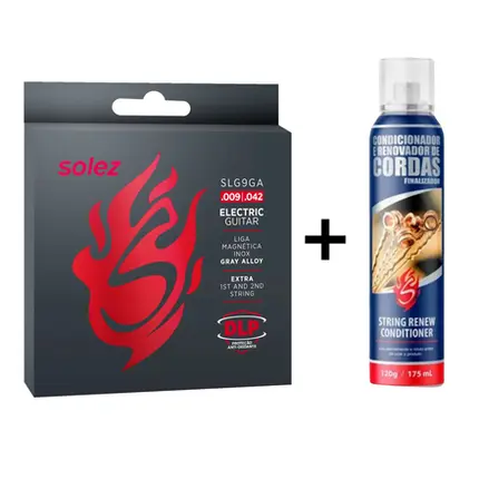 KIT ENCORDOAMENTO SOLEZ SLG9 GA / LIMPADOR E CONDICIONADOR DE CORDAS