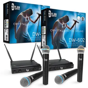 Kit 4 Microfone Sem Fio Uhf Dylan Dw-602 Igreja