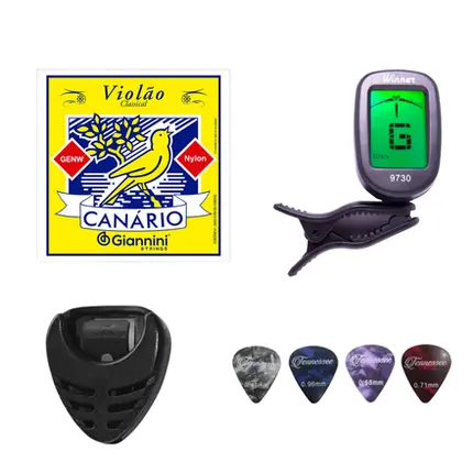 KIT ENCORDOAMENTO GIANNINI CANARIO NYLON/ AFINADOR/ PORTA PALHETA/ PALHETA