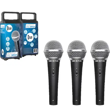 KIT 3 MICROFONES DINAMICO DYLAN SMD58 PLUS C/CABO 3M