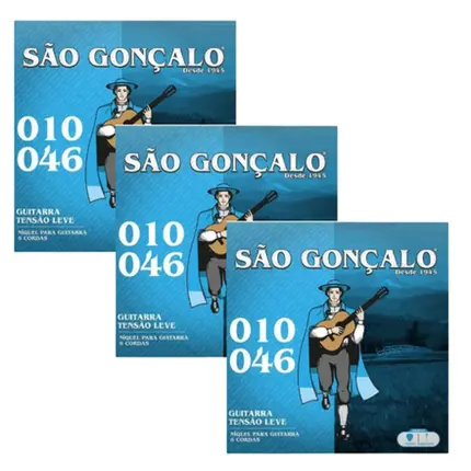 KIT 3 ENCORDOAMENTOS SAO GONCALO GUITARRA 010 NIQUEL