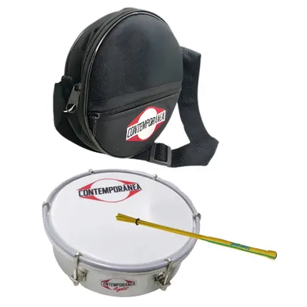 KIT TAMBORIM 06 CONTEMPORANEA 206LT ALUMINIO LIGHT/ CAPA TAMBORIM CONTEPORANEA 24CP/ BAQUETA 5 HASTES