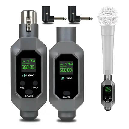 RECEPTOR E TRANSMISSOR VEDO CONVERSOR MICROFONE XLR SEM FIO 2 MICROFONES VD6701